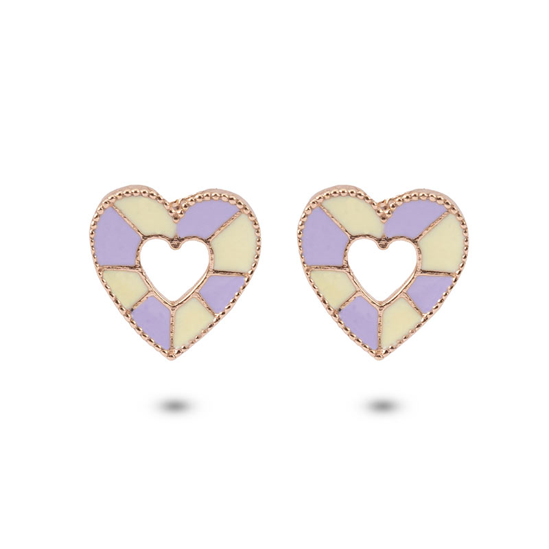 Yellow & Purple Hearts Earring