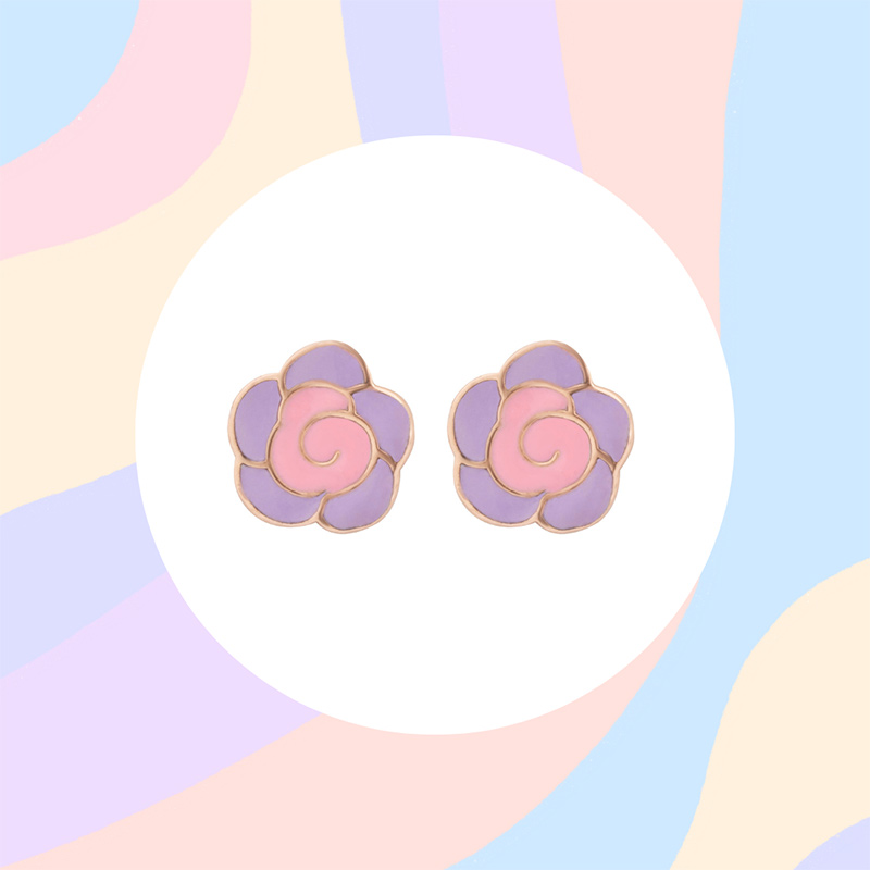 Purple & Pink Rose Earrings