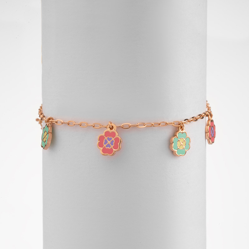 Gold Green and Pink Flower Bracelets