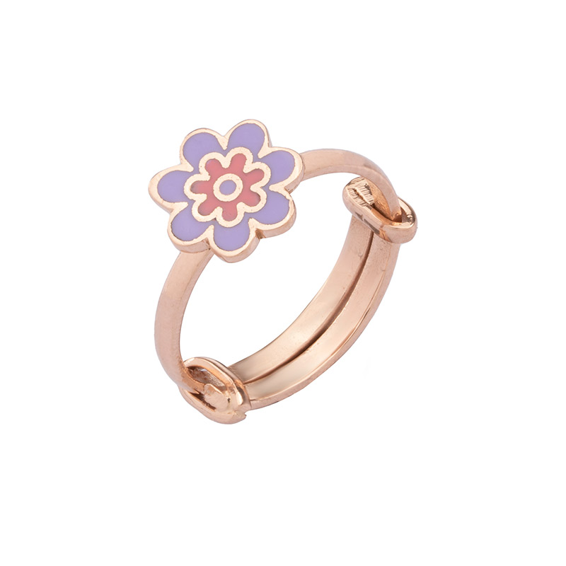 Pink & Purple Flower Gold Ring